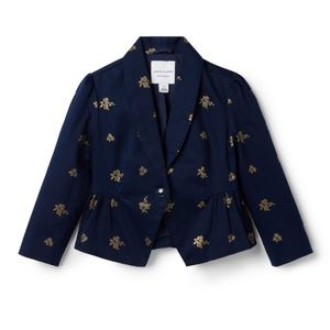 GLITTER FLORAL PEPLUM SATEEN BLAZER